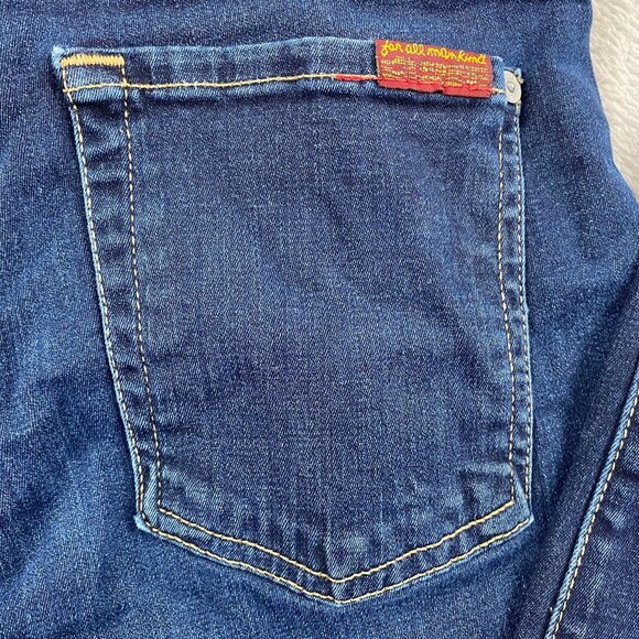7 For All Mankind Women's Jeans Size 30 Skinny Dark Wash Denim with Paint Spots - Picture 12 of 16